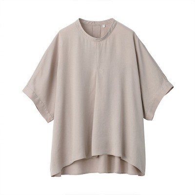 无印良品 muji 女式 莱赛尔纤维 五分袖罩衫 浅棕色 m-l