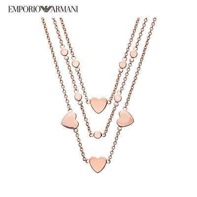 阿玛尼(Emporio Armani) 女士项链时尚轻奢小众银色饰品钢质送女友礼物
