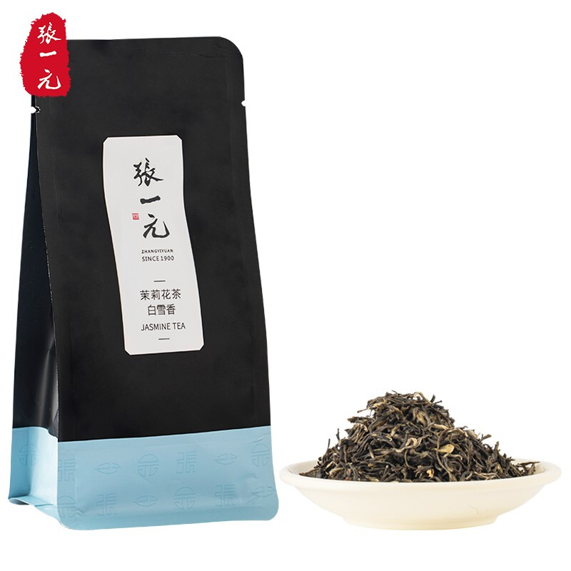 张一元茶叶茉莉花茶新茶春茶茉莉白雪香广西横县茉莉花袋装茶30元/50g 