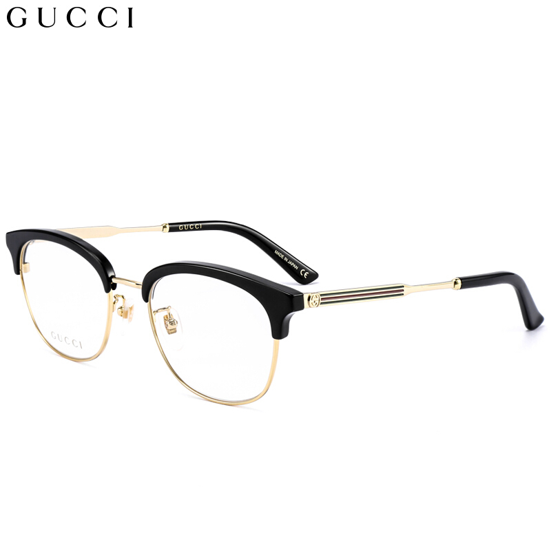 古驰(GUCCI)眼镜框男女镜架透明镜片黑色镜框GG0590OK 001 52mm - 返利网