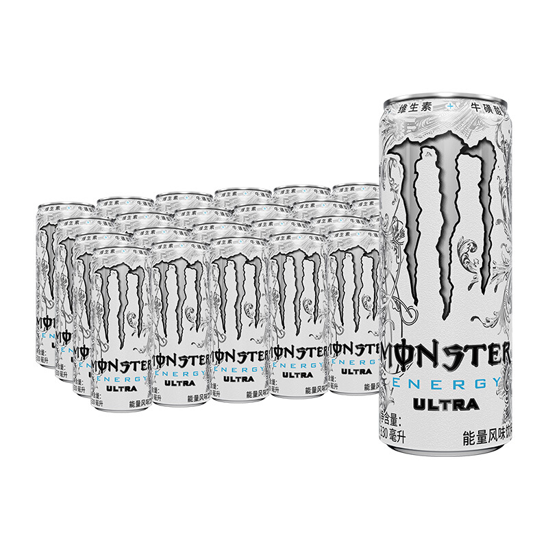 Monster Ultra魔爪超越 无糖 能量风味饮料 维生素功能饮料 330ml*24罐