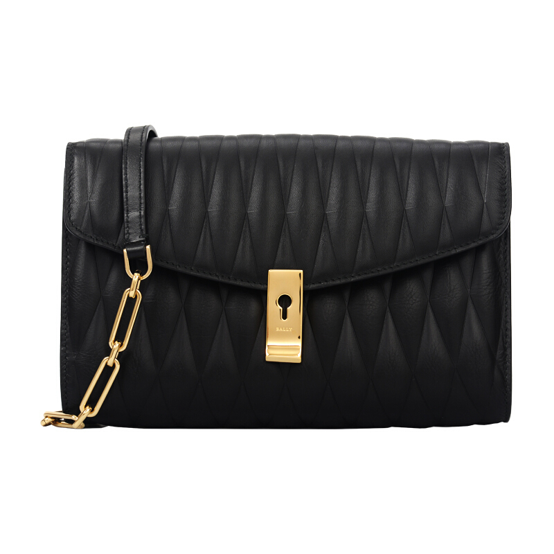 bally 巴利 女士黑色绗缝牛皮迷你斜挎单肩包 alba w.eq 50 6226924